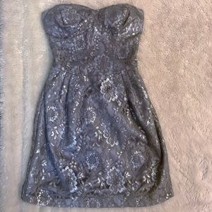 Strapless Silver Lace Dress